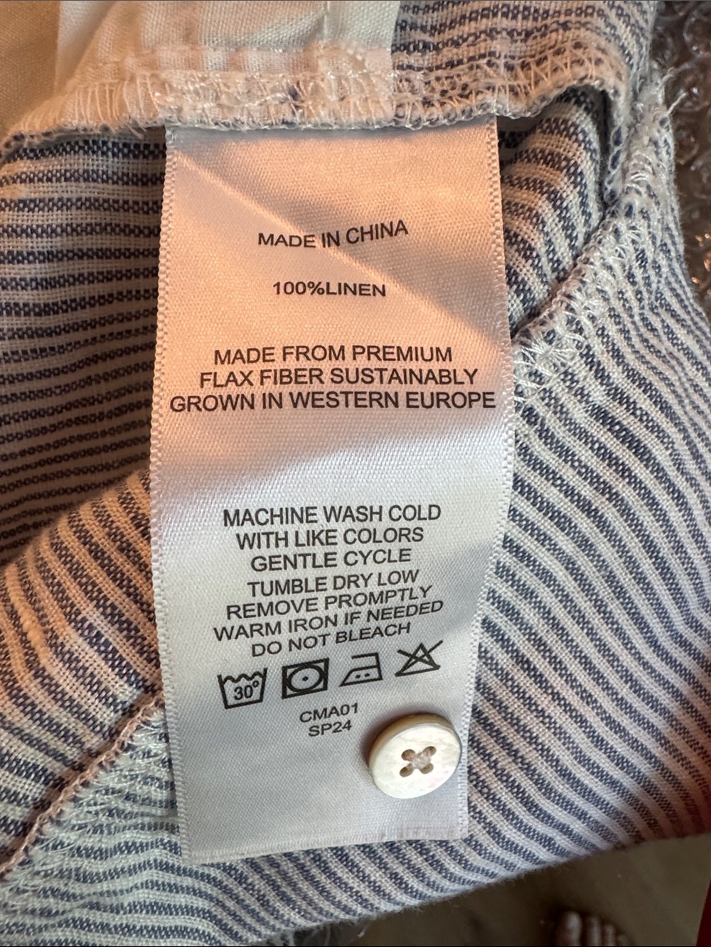 Quince Linen Sleeveless Pintuck Tunic Dress - Light Blue Stripe - Picture 4 of 4